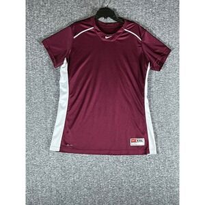 Nike Team Dri-FIT Mens XXL Maroon V-Neck Short Sleeve Athletic Jersey Shirt